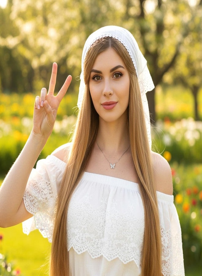 Buildcon 2 Pcs Bandanas for Women, Head Scarf for Women, Headband, Hair Scarf, White Lace Triangle Bandana Scarf - Image 5