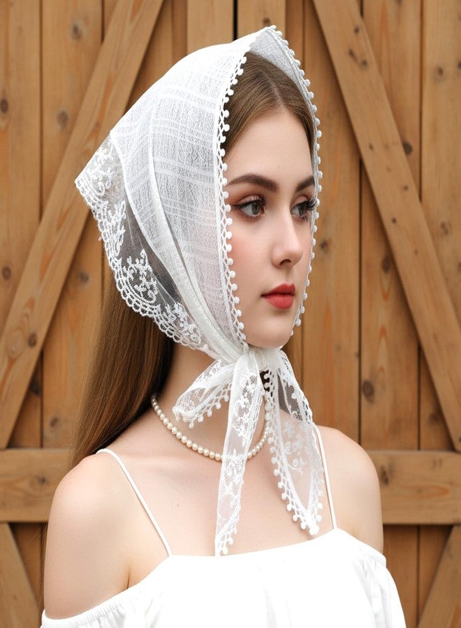 Buildcon 2 Pcs Bandanas for Women, Head Scarf for Women, Headband, Hair Scarf, White Lace Triangle Bandana Scarf - Image 4