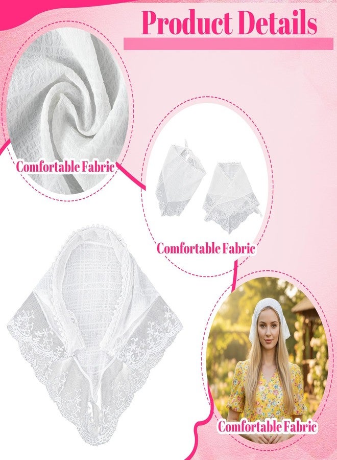 Buildcon 2 Pcs Bandanas for Women, Head Scarf for Women, Headband, Hair Scarf, White Lace Triangle Bandana Scarf - Image 2