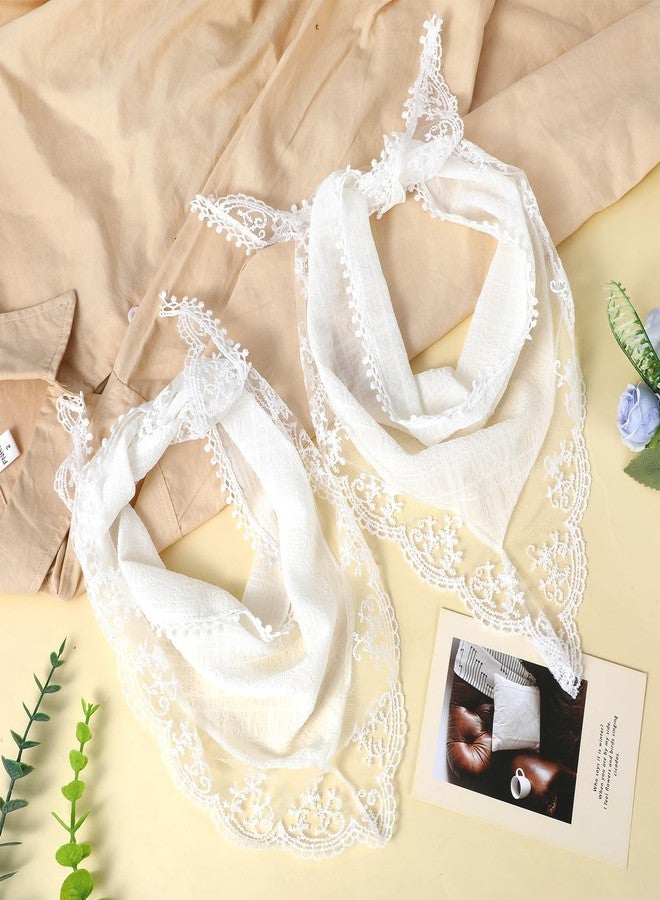 Buildcon 2 Pcs Bandanas for Women, Head Scarf for Women, Headband, Hair Scarf, White Lace Triangle Bandana Scarf - Image 3