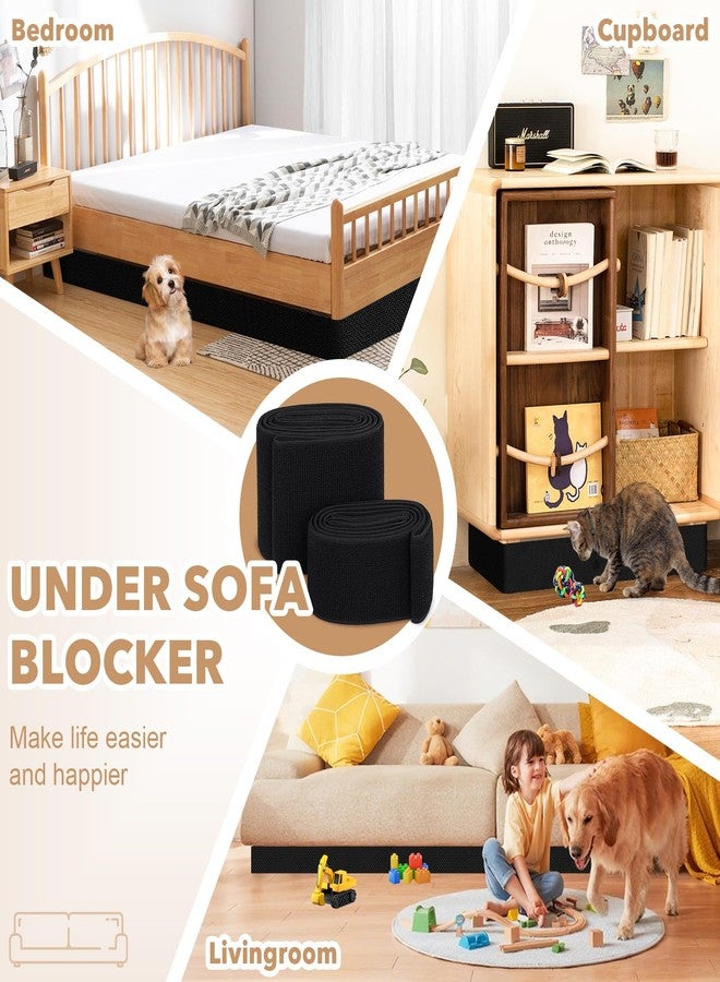 Sunoyar Under Couch Blocker for Kid & Pet Toys, Under Bed Blocker Adjustable Elastic Strap, Toy Blockers for Under Furniture to Prevent Toys from Falling Under the Sofa Bed for Straight Couch Black L132"xH5" - Image 5