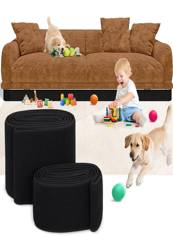 Sunoyar Under Couch Blocker for Kid & Pet Toys, Under Bed Blocker Adjustable Elastic Strap, Toy Blockers for Under Furniture to Prevent Toys from Falling Under the Sofa Bed for Straight Couch Black L132"xH5" - Image 1