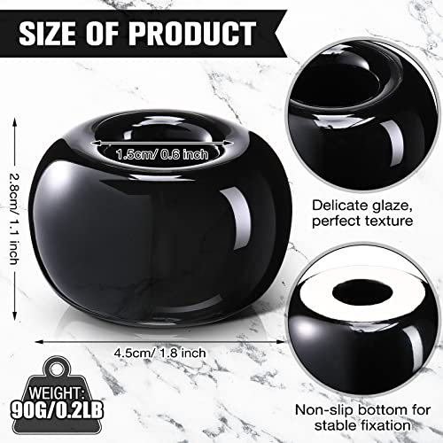 Newtay 3 Pcs Ceramic Pen Holder Sleek Mini Ceramic Toothbrush Holder Stand for Bathroom Vanity Countertops Single Pen Stand for Desk Home Office School Students Teachers, Black and White - Image 2