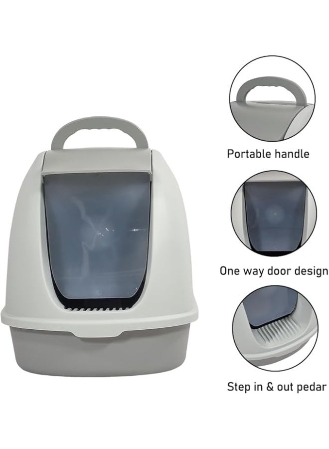 NNC PETS Fully-enclosed cat litter box with Portable handle, Flip cover entrance, Litter scoop, and Detachable design, Durable plastic cat toilet, Ideal for indoor/outdoor use, Easy to clean (38 cm) - Image 3
