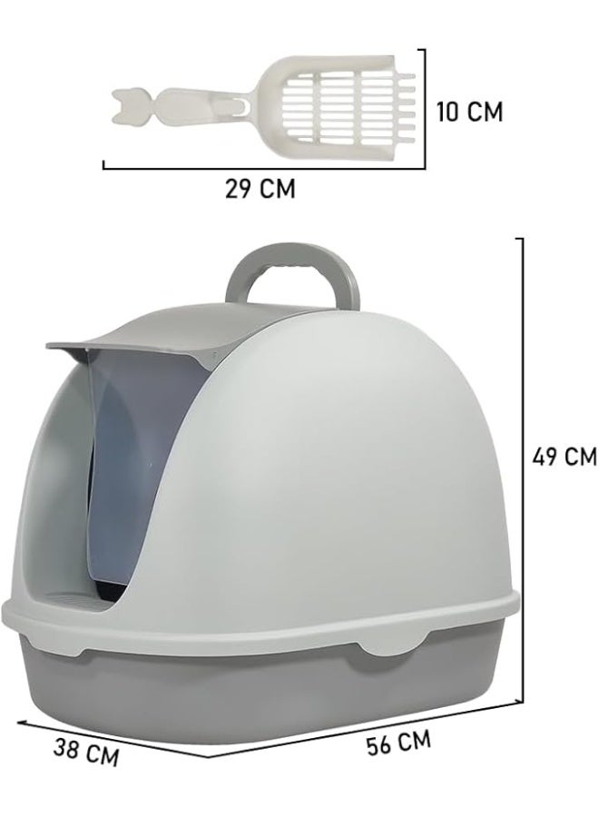 NNC PETS Fully-enclosed cat litter box with Portable handle, Flip cover entrance, Litter scoop, and Detachable design, Durable plastic cat toilet, Ideal for indoor/outdoor use, Easy to clean (38 cm) - Image 2