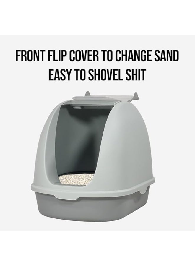 NNC PETS Fully-enclosed cat litter box with Portable handle, Flip cover entrance, Litter scoop, and Detachable design, Durable plastic cat toilet, Ideal for indoor/outdoor use, Easy to clean (38 cm) - Image 4