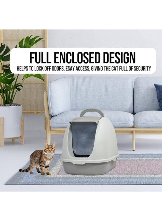 NNC PETS Fully-enclosed cat litter box with Portable handle, Flip cover entrance, Litter scoop, and Detachable design, Durable plastic cat toilet, Ideal for indoor/outdoor use, Easy to clean (38 cm) - Image 5