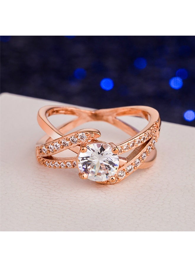 KUYING 18K Rose Gold Diamond Ring With Double Loop Winding Design  Eternal Promise - Image 3
