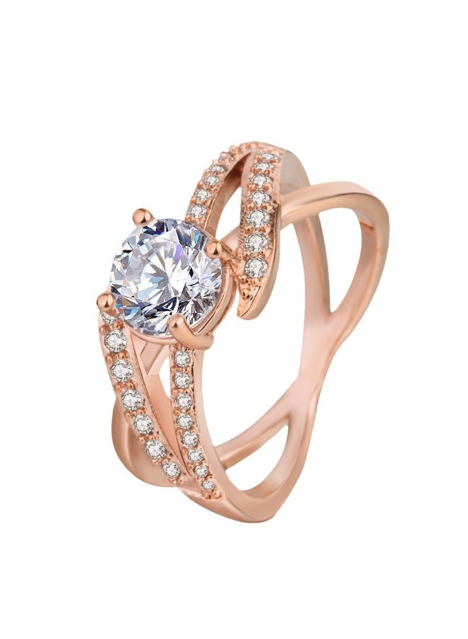 KUYING 18K Rose Gold Diamond Ring With Double Loop Winding Design  Eternal Promise - Image 2