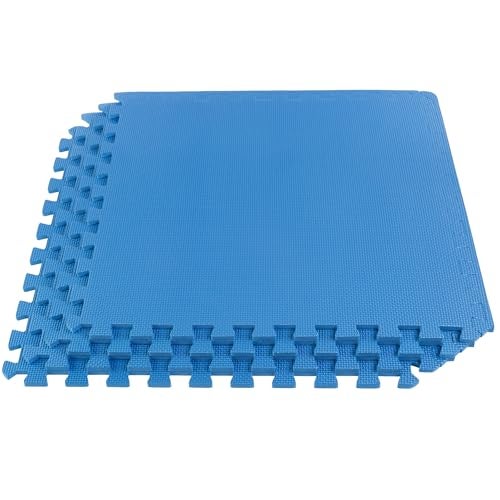 Stalwart EVA Foam Mat Tiles 4-Pack - 16 SQ FT of Interlocking Padding for Garage, Playroom, or Gym Flooring - Exercise Mat or Baby Playmat by Stalwart (Blue) - Image 1
