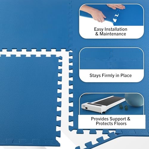 Stalwart EVA Foam Mat Tiles 4-Pack - 16 SQ FT of Interlocking Padding for Garage, Playroom, or Gym Flooring - Exercise Mat or Baby Playmat by Stalwart (Blue) - Image 4