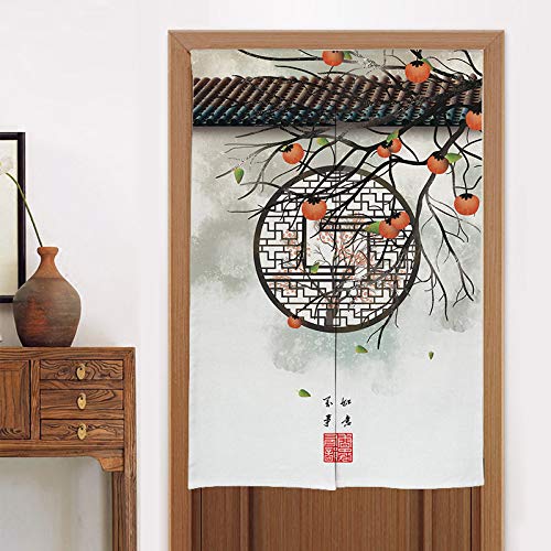 MYRU MYRU Chinese Bedroom Partition Noren Japanese Doorway Half Feng Shui Curtain Fruit 33 x 55 Inch
