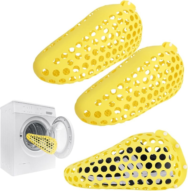 Excefore Shoe Washing Machine Bag, 2025 New Silicone Laundry Shoe Bag for Washer and Dryer, Set Of 2 Reusable Shoe Cleaning Bag for Sneaker Tennis Shoes Cleaner Kit,360° Deep Clean for Sneakers(Yellow 2pcs) - Image 1