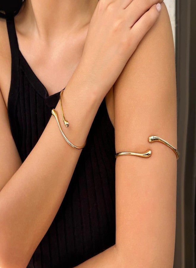 ZMANYIJEW 2 Pcs Arm Cuff Upper Arm Gold Band Cuff for Women Adjustable Arm Bracelet Bangle Set Jewelry (2 PCS-Silver C) - Image 5