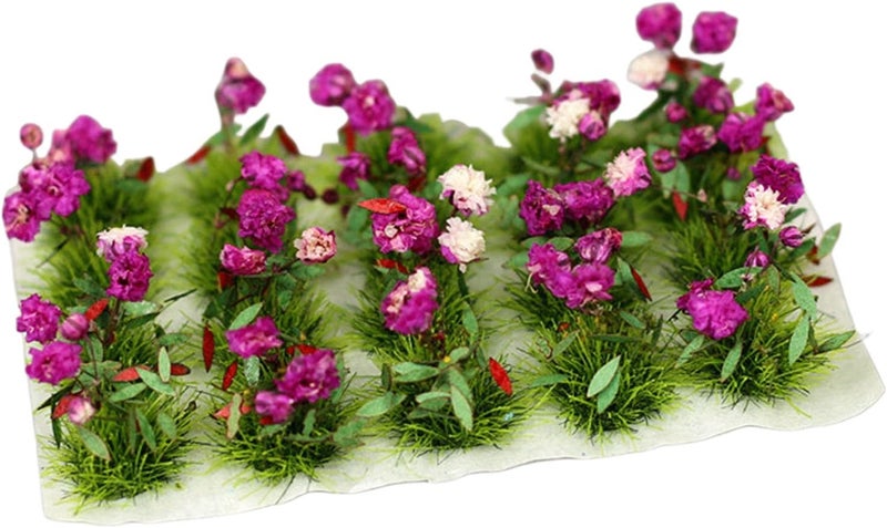 كلاراكو مجموعة زهور مصغرة واقعية يمكنك صنعها بنفسك، نموذج سكة حديد، حديقة خيالية، منظر طبيعي مصغر، عشب، مواد بناء، ديكور، ديوراما بنفسجي - Image 3