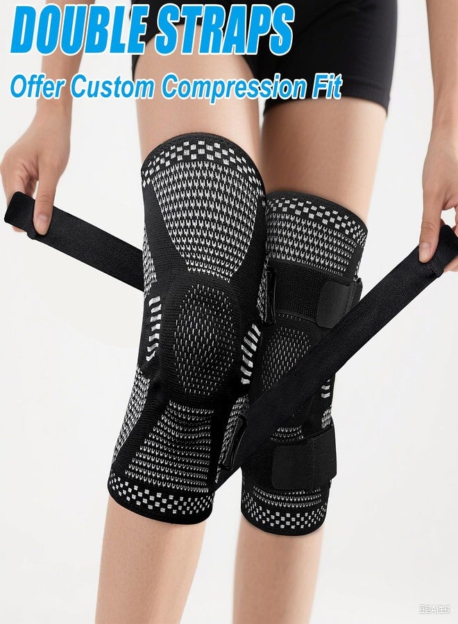 Luwint Compression Knee Brace with Stabilizing Straps & Patella Gel Pad, Knee Support for Arthritis Pain Relief, ACL MCL Injury, Running, Basketball, Workout (Medium) - Image 2