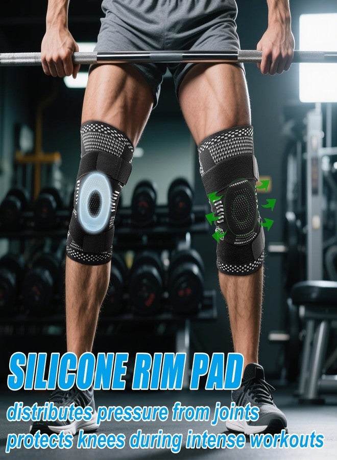 Luwint Compression Knee Brace with Stabilizing Straps & Patella Gel Pad, Knee Support for Arthritis Pain Relief, ACL MCL Injury, Running, Basketball, Workout (Medium) - Image 3