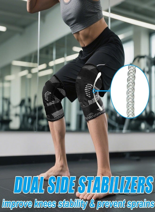 Luwint Compression Knee Brace with Stabilizing Straps & Patella Gel Pad, Knee Support for Arthritis Pain Relief, ACL MCL Injury, Running, Basketball, Workout (Medium) - Image 4