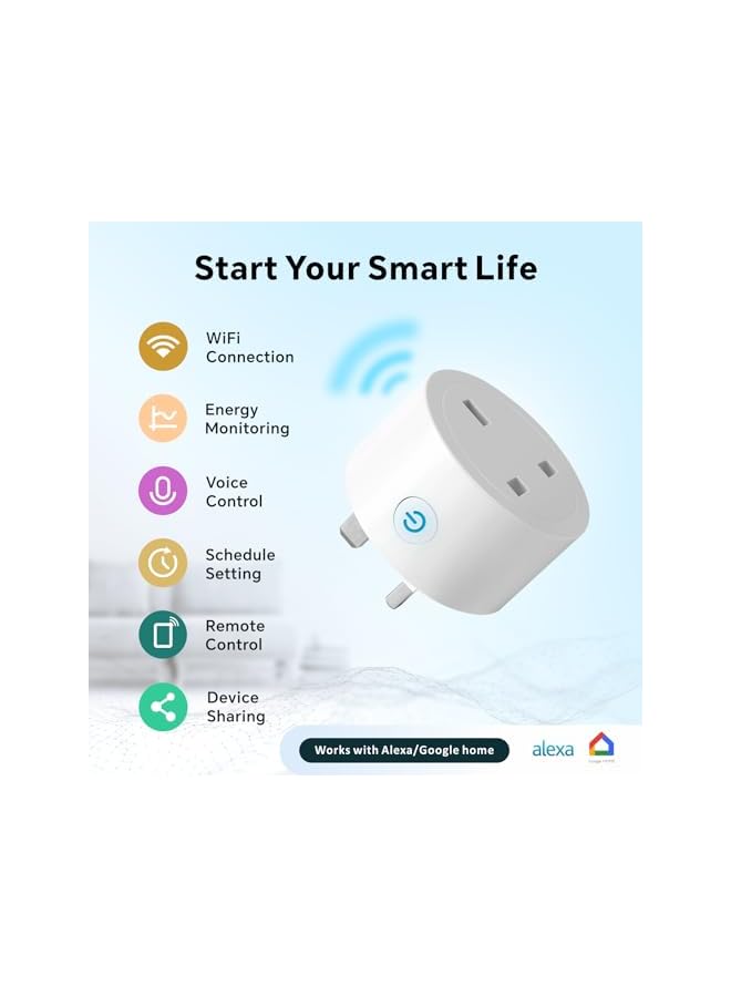 PROMASS WiFi Smart Plug,promass 16A WLAN Smart Socket with Energy Monitoring,2.4GHz WiFi Outlet with Smart Life APP Wireless Remote Control,Works with Alexa and GL Home (No Hub Required) (2)  - Image 2