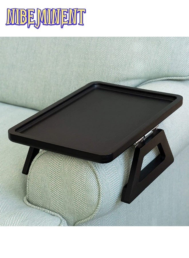 NIBEMINENT Wooden Sofa Arm Tray Table, Couch Arm Tray, Portable Couch Arm Side Table, Sofa Armrest Trays Clip-On Couch Desk, Stable TV Stand for Small Space, Art & Craft Supplies, Wood Material（Black） - Image 3