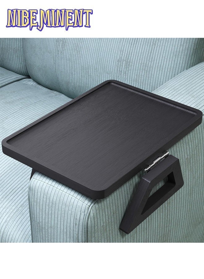 NIBEMINENT Wooden Sofa Arm Tray Table, Couch Arm Tray, Portable Couch Arm Side Table, Sofa Armrest Trays Clip-On Couch Desk, Stable TV Stand for Small Space, Art & Craft Supplies, Wood Material（Black） - Image 4