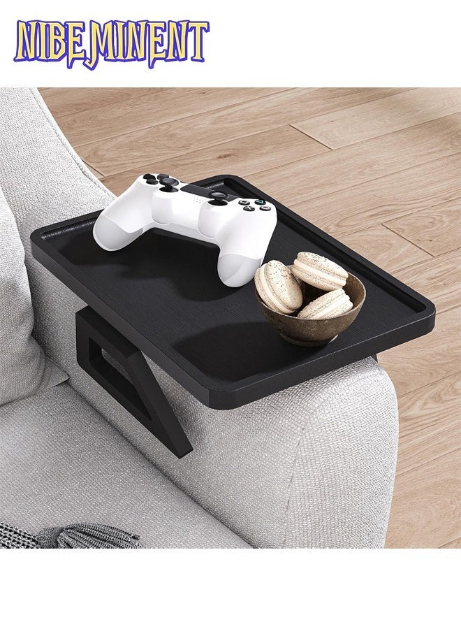 NIBEMINENT Wooden Sofa Arm Tray Table, Couch Arm Tray, Portable Couch Arm Side Table, Sofa Armrest Trays Clip-On Couch Desk, Stable TV Stand for Small Space, Art & Craft Supplies, Wood Material（Black） - Image 5