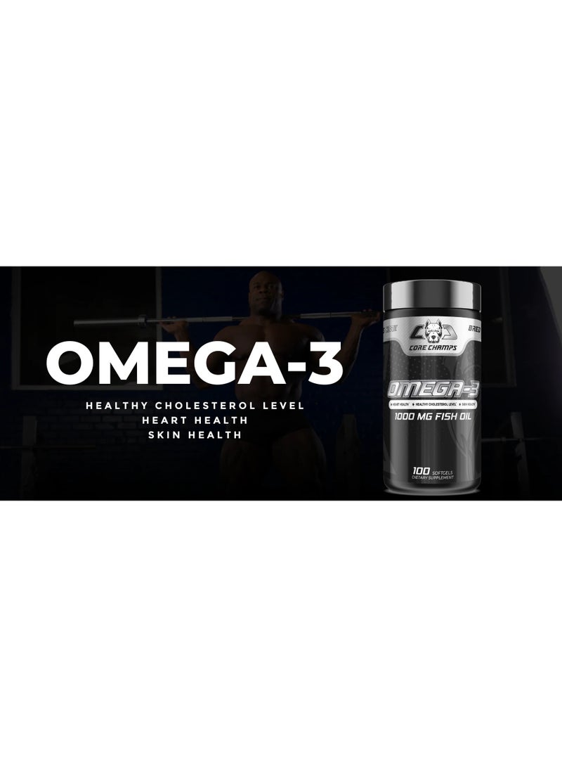 CORE CHAMPS Omega-3 - 1000mg Fish Oil - 100 softgels - 100 serving - Unflavored - Image 5