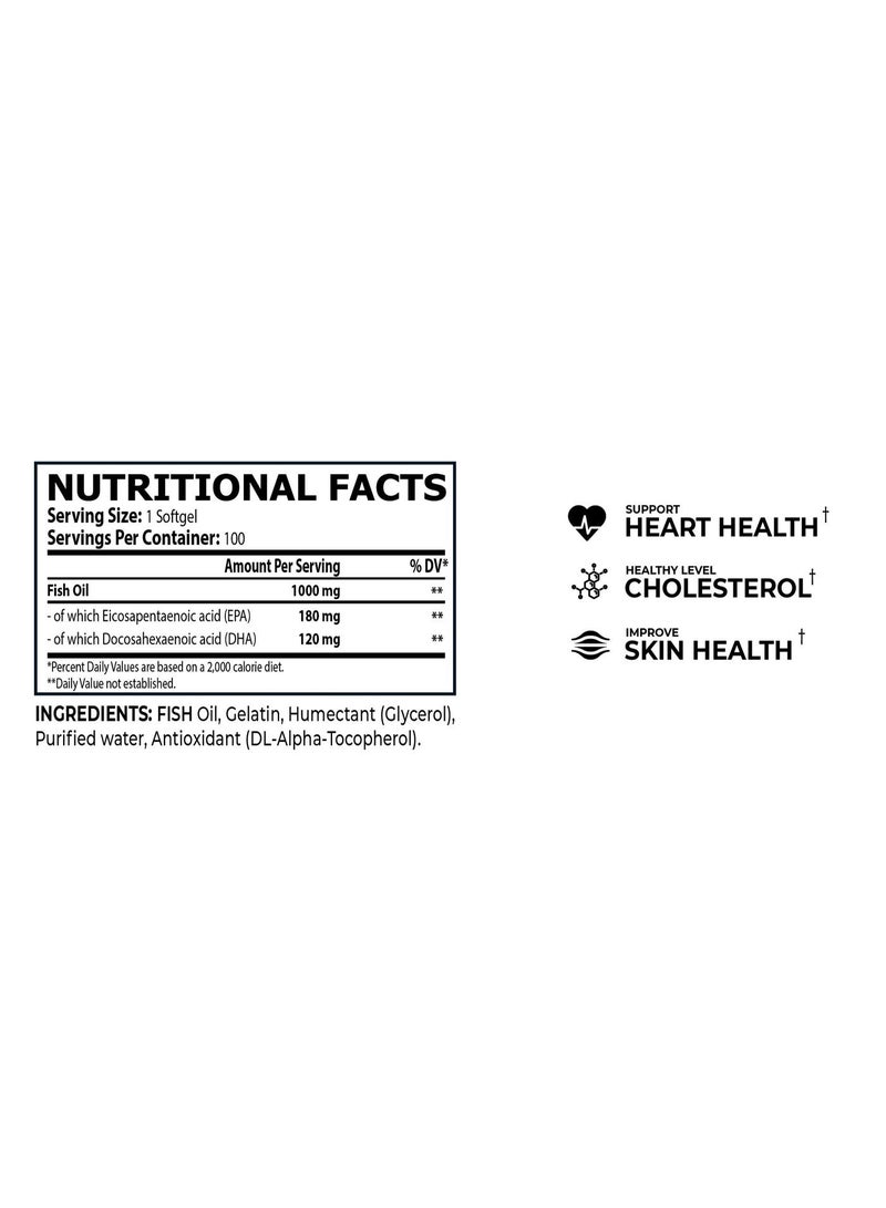 CORE CHAMPS Omega-3 - 1000mg Fish Oil - 100 softgels - 100 serving - Unflavored - Image 2