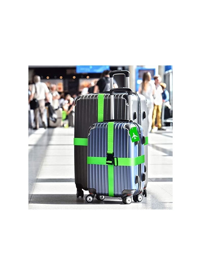 NNEWVANTE 2 Pack Luggage Strap Set Adjustable Luggage Strap Silicone Luggage Tag with Name ID for Luggage (Green)  - Image 5