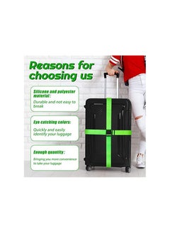 NNEWVANTE 2 Pack Luggage Strap Set Adjustable Luggage Strap Silicone Luggage Tag with Name ID for Luggage (Green)  - Image 4