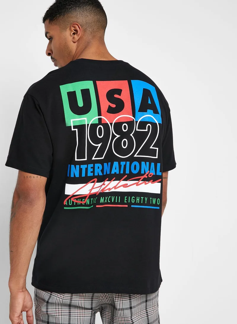 TOPMAN USA Varsity Crew Neck T-Shirt