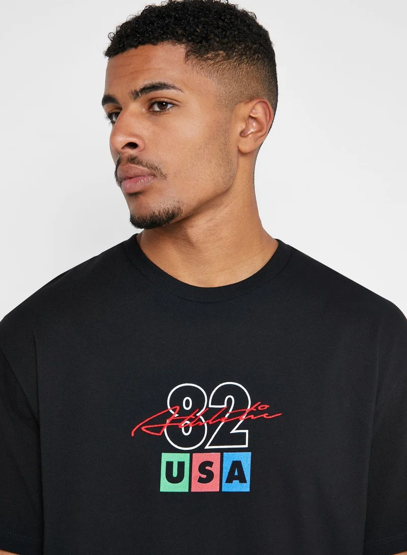 TOPMAN USA Varsity Crew Neck T-Shirt