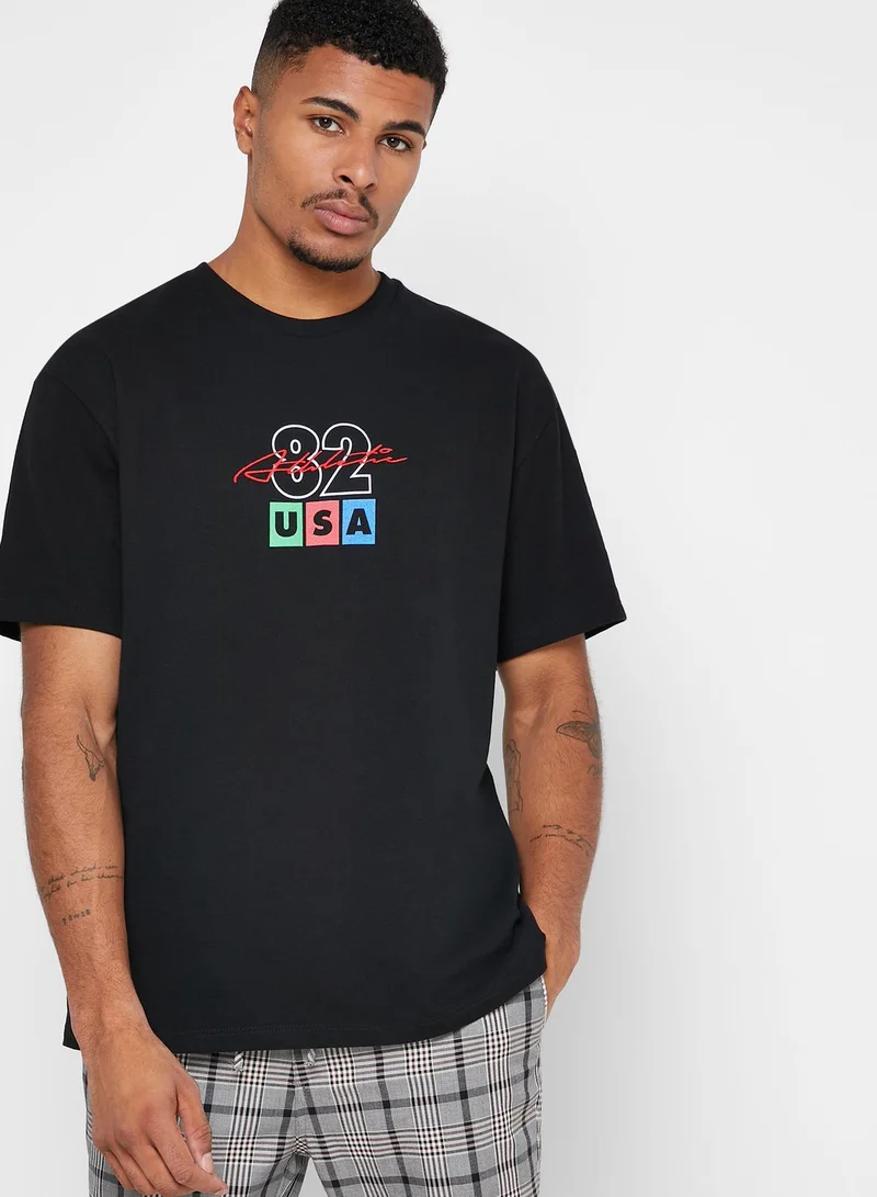 TOPMAN USA Varsity Crew Neck T-Shirt