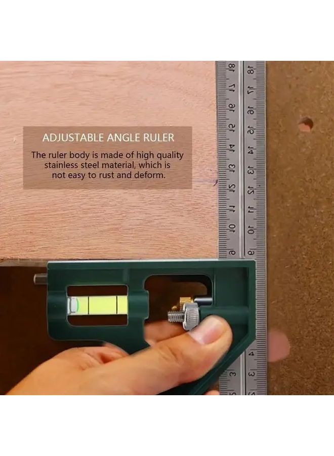 1pc Stainless Steel Adjustable Angle Square Ruler Horizontal Moving Combination Measuring Tool - Image 5