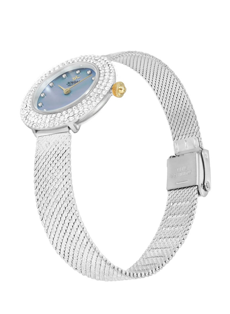JOVIAL 1509 LSMQ04ZE Women's Fashion Watch Stainless Steel Band Watch, 28mm, Blue - Image 2
