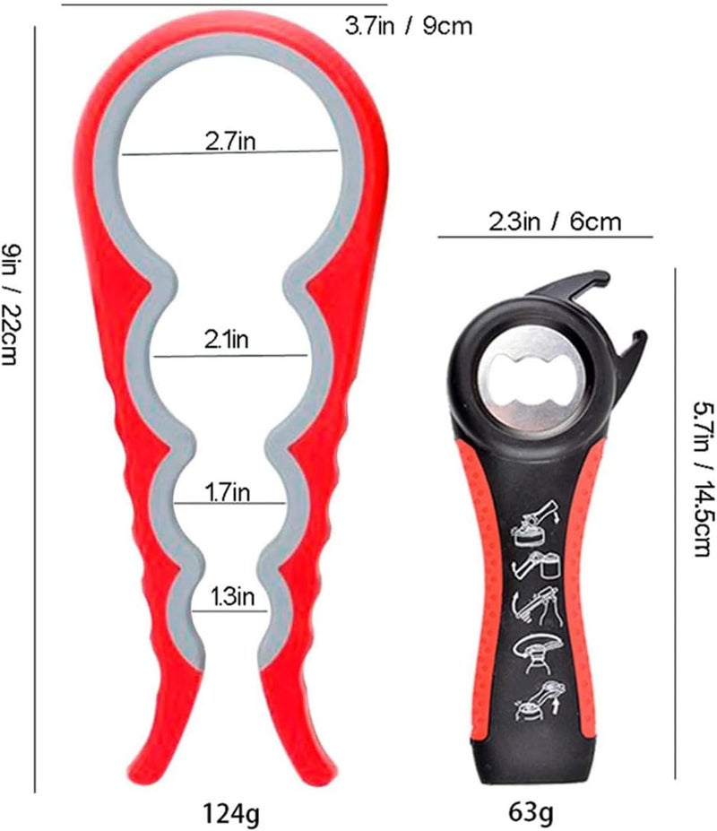 GZLT Jar Opener for Seniors with Arthritis,Jar Opener for Weak Hands,5-in-1 Bottle Opener,4-in-1 Can Opener… (Red) - Image 2
