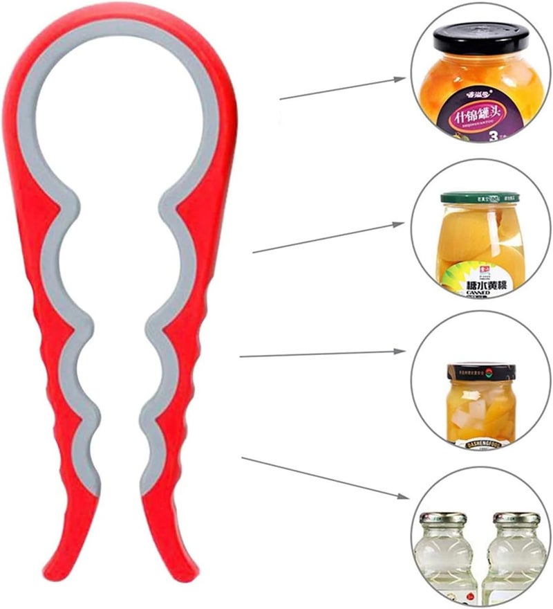 GZLT Jar Opener for Seniors with Arthritis,Jar Opener for Weak Hands,5-in-1 Bottle Opener,4-in-1 Can Opener… (Red) - Image 3