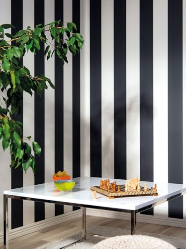 Erfoni Stripe Peel and Stick Wallpaper Black and White Stripe Self Adhesive Wallpaper Modern DIY Waterproof Contact Paper 118"x17.7" Removable Wall Paper Decorative for Aceent Wall Cabinets Vinyl Roll - Image 3