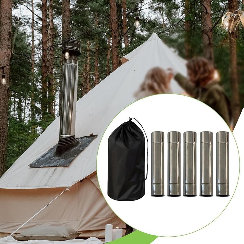 5 قطع 2 بوصة 304 مجموعة تمديد أنبوب مدفأة من الفولاذ المقاوم للصدأ للمواقد وسخانات المياه والأفران - Image 5