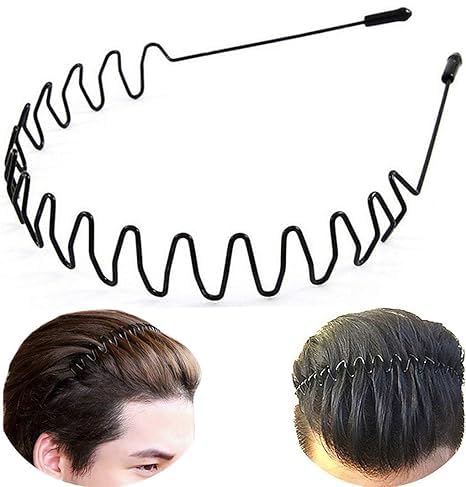 Trendygreens Trendygreens Metal Headbands Unisex Black Hairband Spring Wave Non Slip Sports Headwear Hair Hoop Set of 12  - Image 1