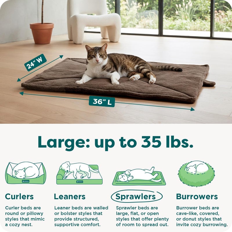 Furhaven ThermaNAP Self-Warming Cat Bed for Indoor Cats & Large/Medium Dogs, Washable & Reflects Body Heat - Quilted Faux Fur Reflective Bed Mat - Espresso, Large - Image 3