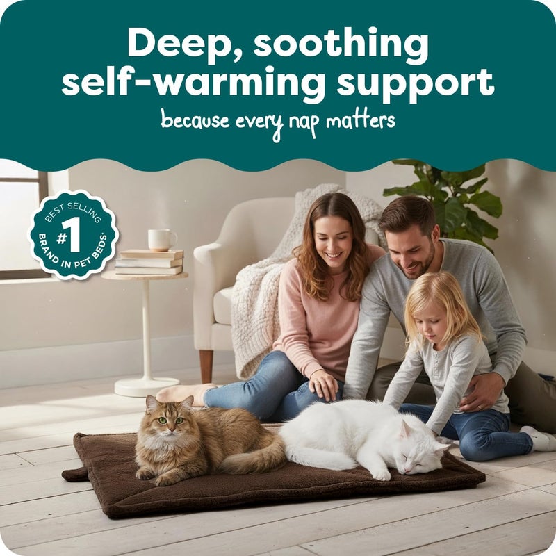 Furhaven ThermaNAP Self-Warming Cat Bed for Indoor Cats & Large/Medium Dogs, Washable & Reflects Body Heat - Quilted Faux Fur Reflective Bed Mat - Espresso, Large - Image 2