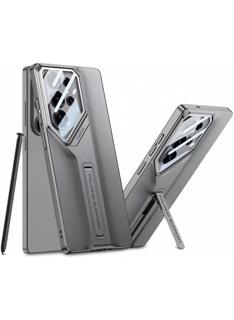 GKK for Samsung Galaxy S25 Ultra Case with Camera Lens Protection, Shockproof PC + PU Armor Cover, Built-in Kickstand, Mecha Style Anti-Scratch، Titanium Gray A، Samsung Galaxy S25 Ultra - Image 1