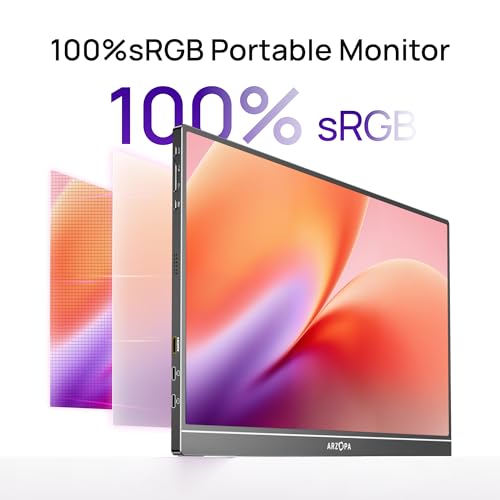 ARZOPA 16.1" Portable Monitor, 100% sRGB FHD 1080P Kickstand Portable Laptop Monitor High Color Gamut Display IPS Eye Care Screen for High-end Office & Entertainment -Z1C - Image 3