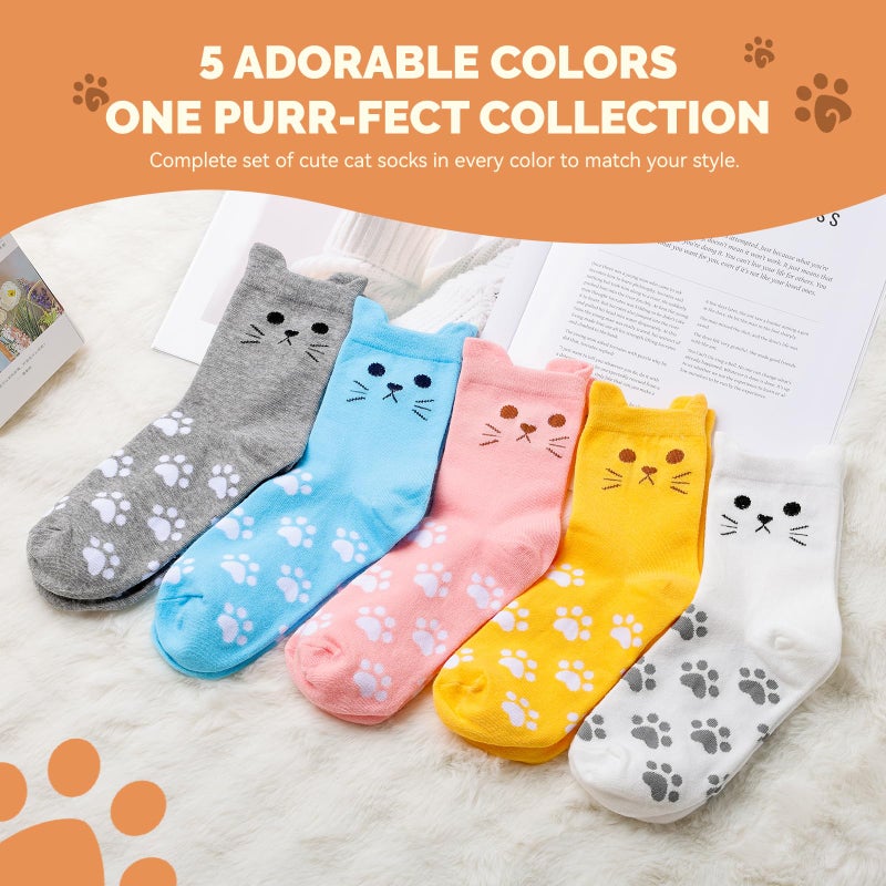 Janustar Comfortable Cozy Women's Cat Dog Socks - Cute Animal Pattern Gift for Women, Soft Socks for Daily Wear - Image 2