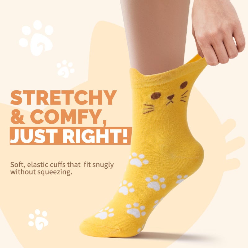 Janustar Comfortable Cozy Women's Cat Dog Socks - Cute Animal Pattern Gift for Women, Soft Socks for Daily Wear - Image 4