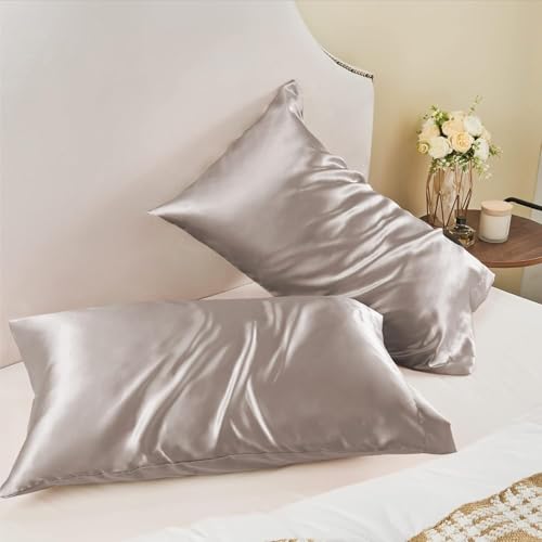GO WELL Solid Satin Silk Pillow Covers Pack of 2 for Hair and Skin-with Satin Scrunchies |Satin Pillow coves for Hair and Skin|scrunchies for Women 3-Piece|Silk Pillow case (NewRose) 600TC - Image 4
