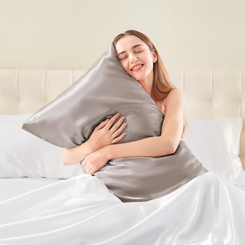 GO WELL Solid Satin Silk Pillow Covers Pack of 2 for Hair and Skin-with Satin Scrunchies |Satin Pillow coves for Hair and Skin|scrunchies for Women 3-Piece|Silk Pillow case (NewRose) 600TC - Image 3