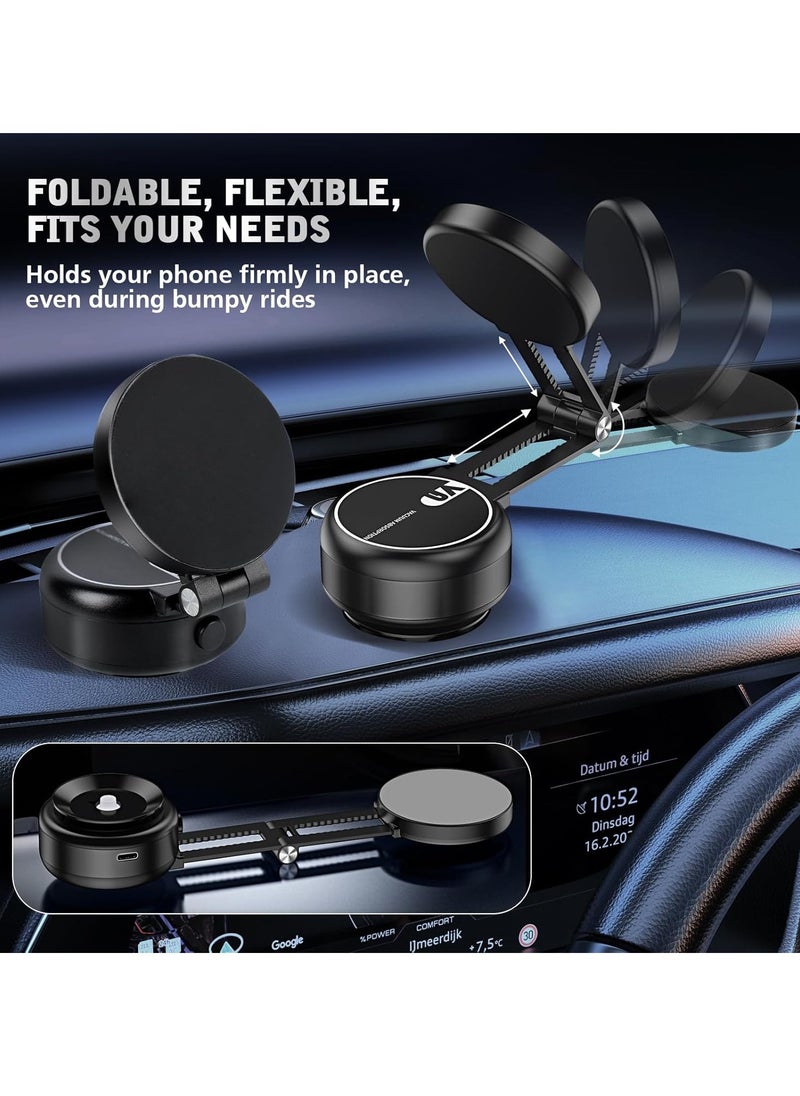 TIGER - Electric Vacuum Magnetic Suction Phone Mount – 360° Rotating Magnetic Phone Holder, Foldable Smart Double-Sided Suction Design, Strong Magnetic Car Phone Holder for Cars, Mirrors & Smooth Surfaces - Image 1