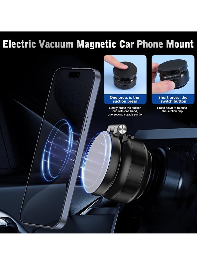 TIGER - Electric Vacuum Magnetic Suction Phone Mount – 360° Rotating Magnetic Phone Holder, Foldable Smart Double-Sided Suction Design, Strong Magnetic Car Phone Holder for Cars, Mirrors & Smooth Surfaces - Image 1